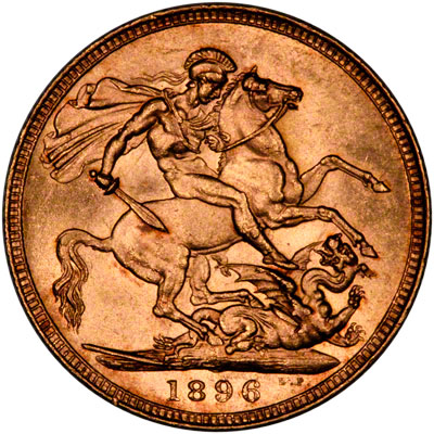 Reverse of 1896 London Mint Sovereign
