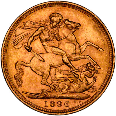 Reverse of 1896 Melbourne Mint Sovereign