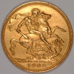 Reverse of 1902 London Mint Sovereign - Matt Proof