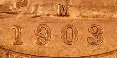 1903 Melbourne Mint Sovereign - Close Up of Date