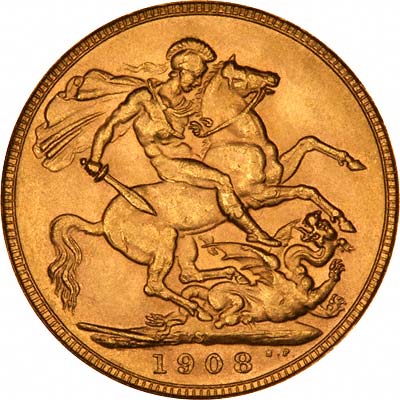 Reverse of 1908 Sydney Mint Sovereign