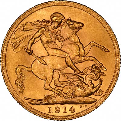 Reverse of 1914 London Mint Sovereign