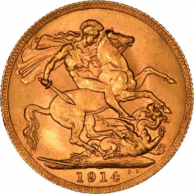 Reverse of 1914 Perth Mint Sovereign
