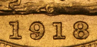 1918 Canada Mint Sovereign Close Up of Date