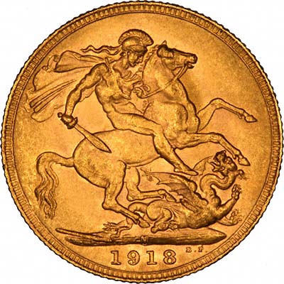 Reverse of 1918 Melbourne Mint Sovereign