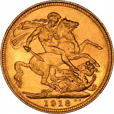 Reverse of 1918 Sydney Mint Sovereign