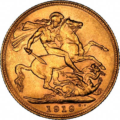 Reverse of 1919 Melbourne Mint Sovereign