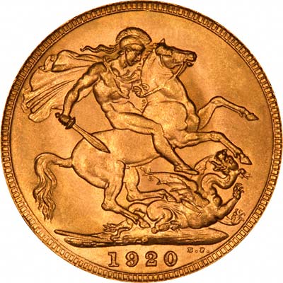 Reverse of 1920 Perth Mint Gold Sovereign