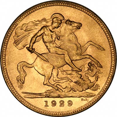 Reverse of 1929 Perth Mint Sovereign