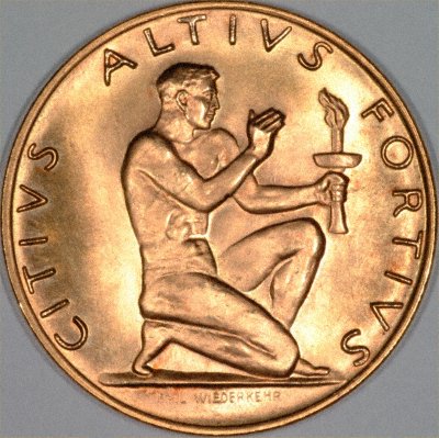 Obverse of 1948 Olympic Gold Medallion 