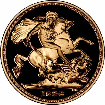 Our 1996 Gold Proof Sovereign Reverse Photograph