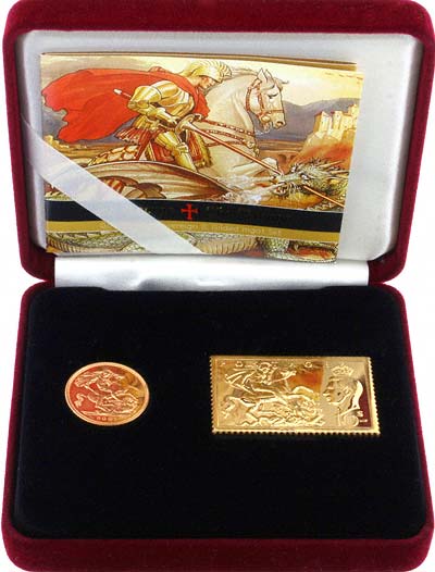 2001 Sovereign & Stamp Ingot in Box